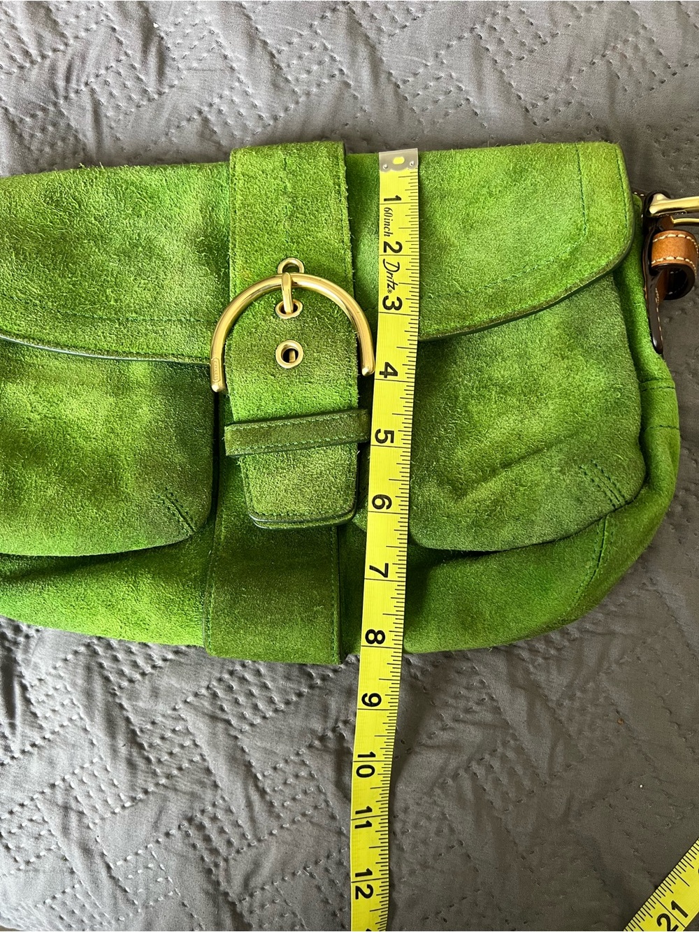 Coach Green Suede Belt-Accent SoHo Shoulder Bag - Picture 9 of 10